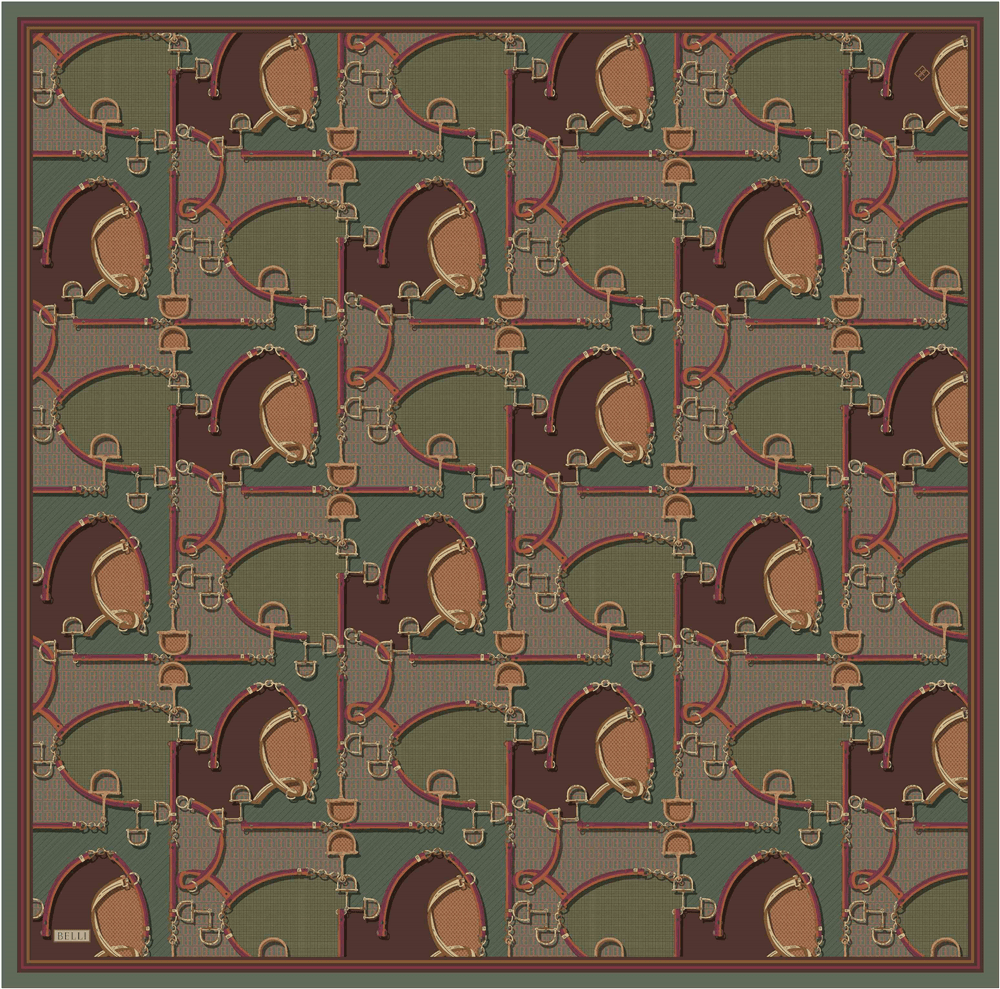 Belli %100 Twill İpek Eşarp 4400D - Yeşil 3