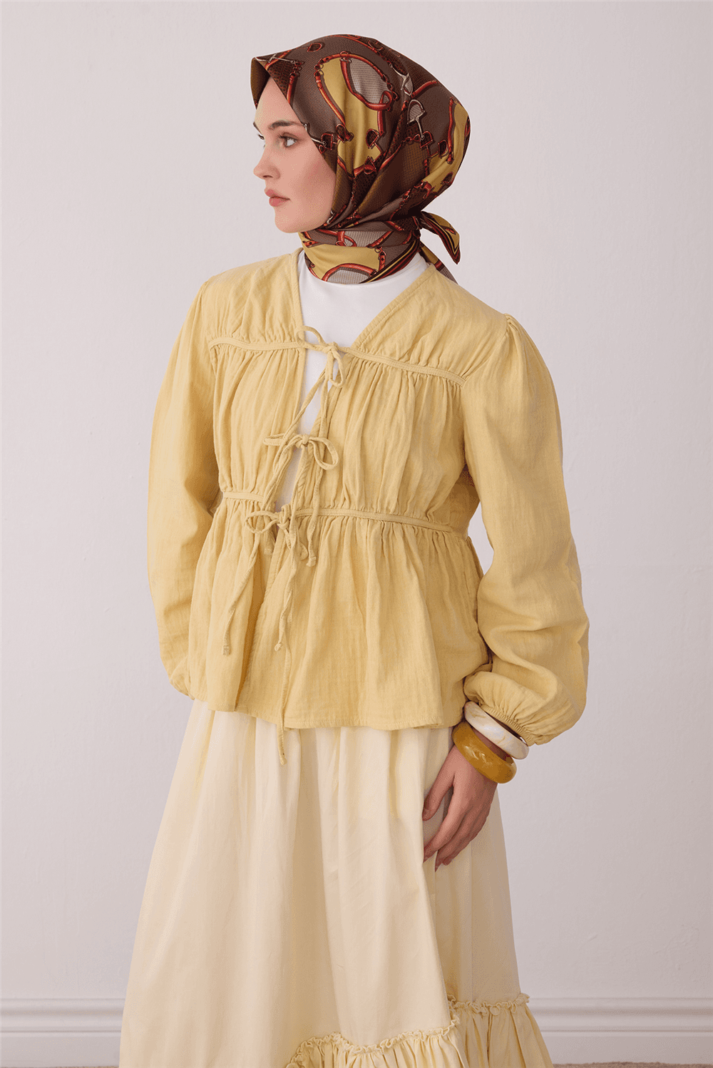 Belli %100 Twill İpek Eşarp 4400D - Kahverengi