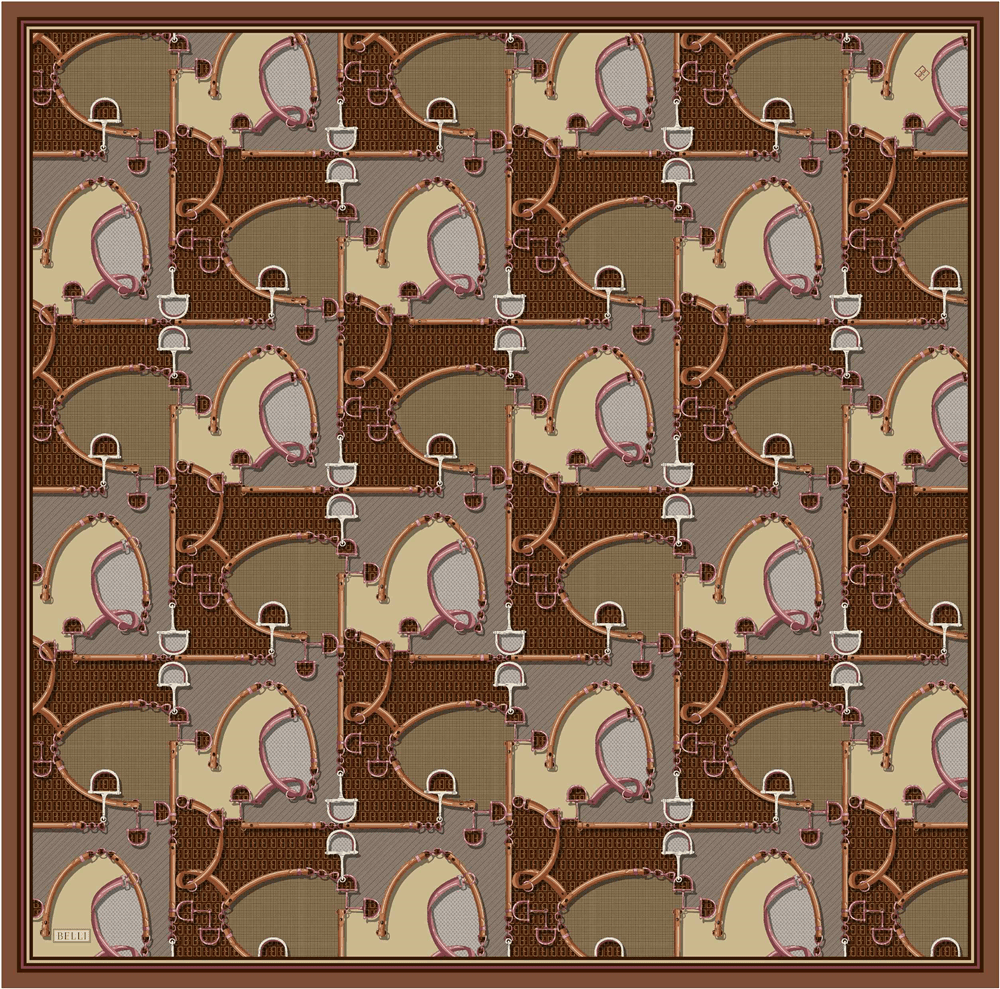 Belli %100 Twill İpek Eşarp 4400D - Kahverengi 3