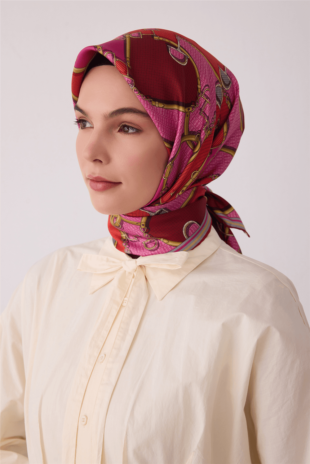 Belli %100 Twill İpek Eşarp 4400D - Pembe 2