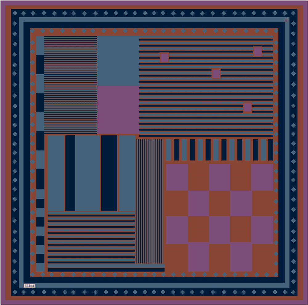 Belli %100 Twill İpek Eşarp 4401D - Mavi 3