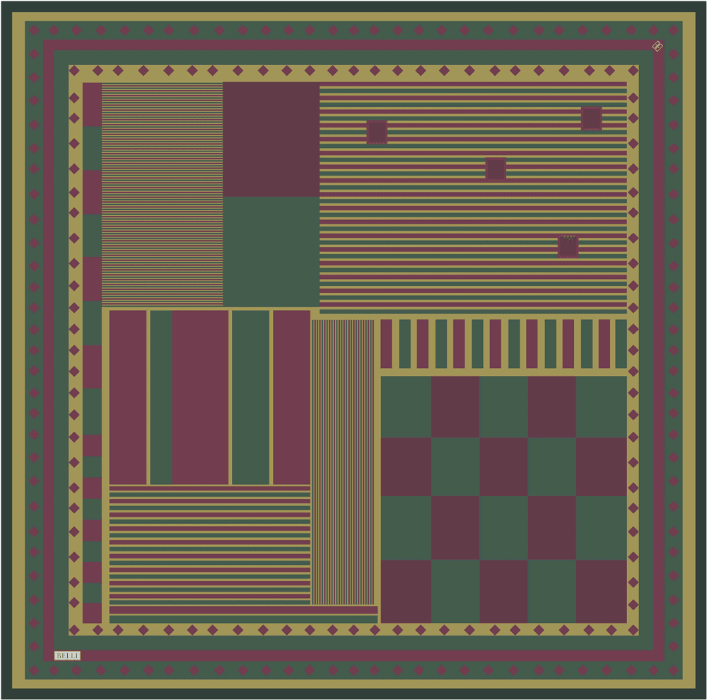 Belli %100 Twill İpek Eşarp 4401D - Yeşil 3