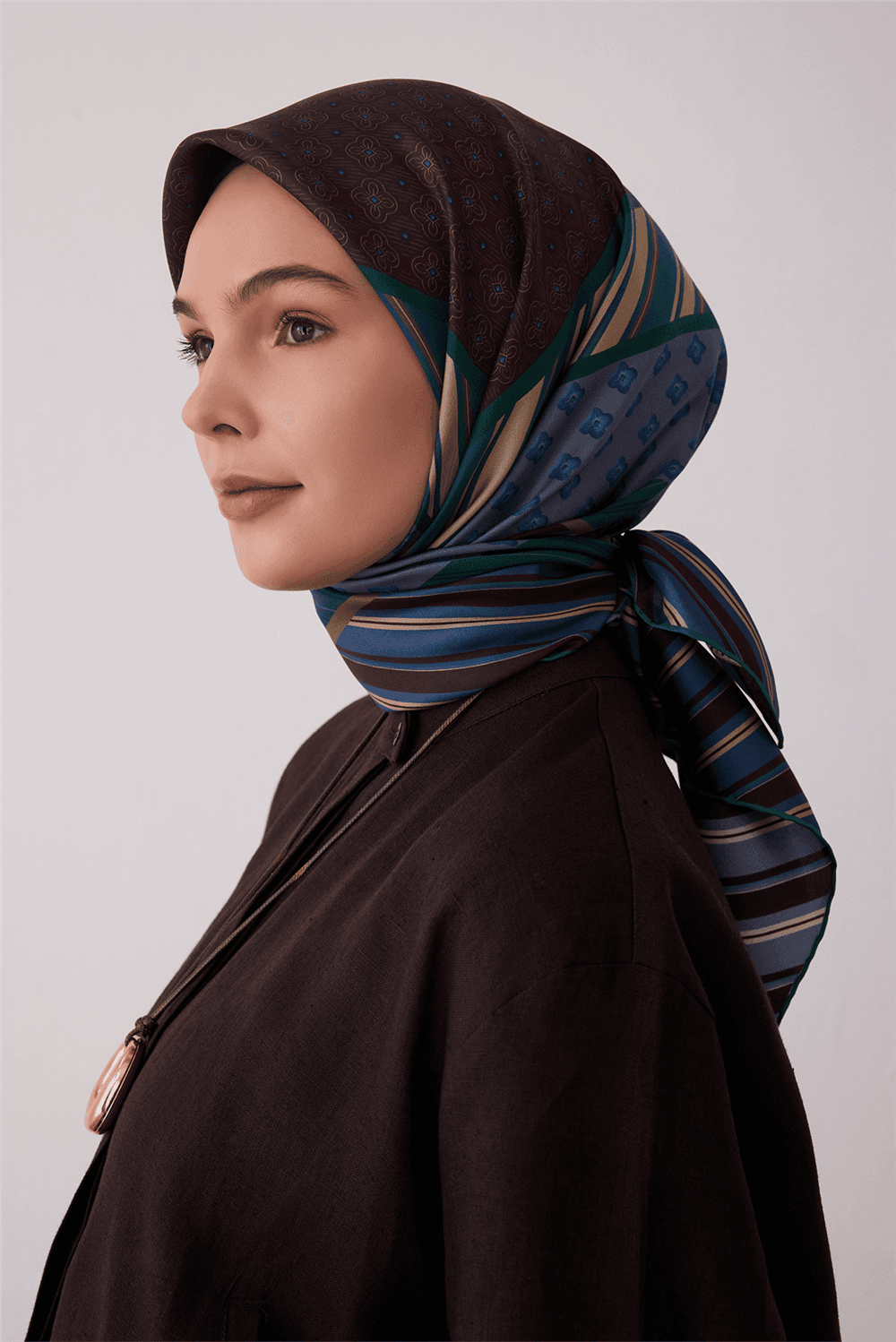 Belli %100 Twill İpek Eşarp 4423D - Mavi 2