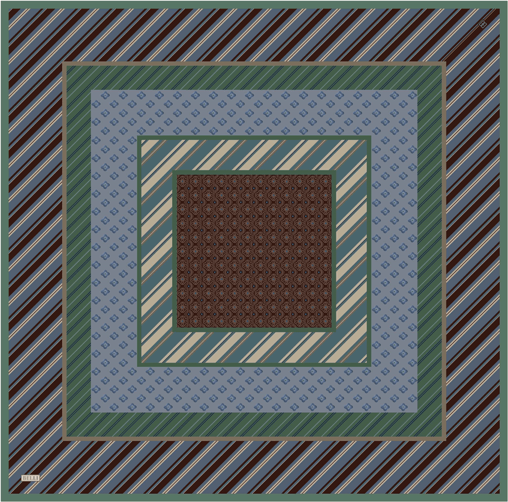 Belli %100 Twill İpek Eşarp 4423D - Mavi 3