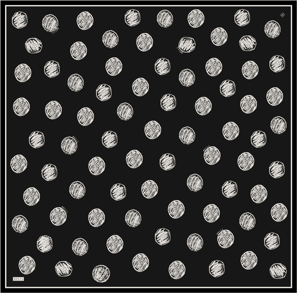 Belli %100 Twill İpek Eşarp 4427D - Siyah 3