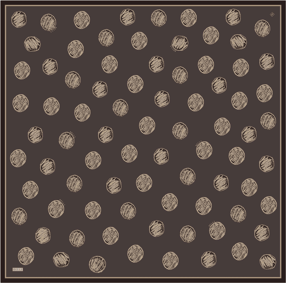 Belli %100 Twill İpek Eşarp 4427D - Kahverengi 3