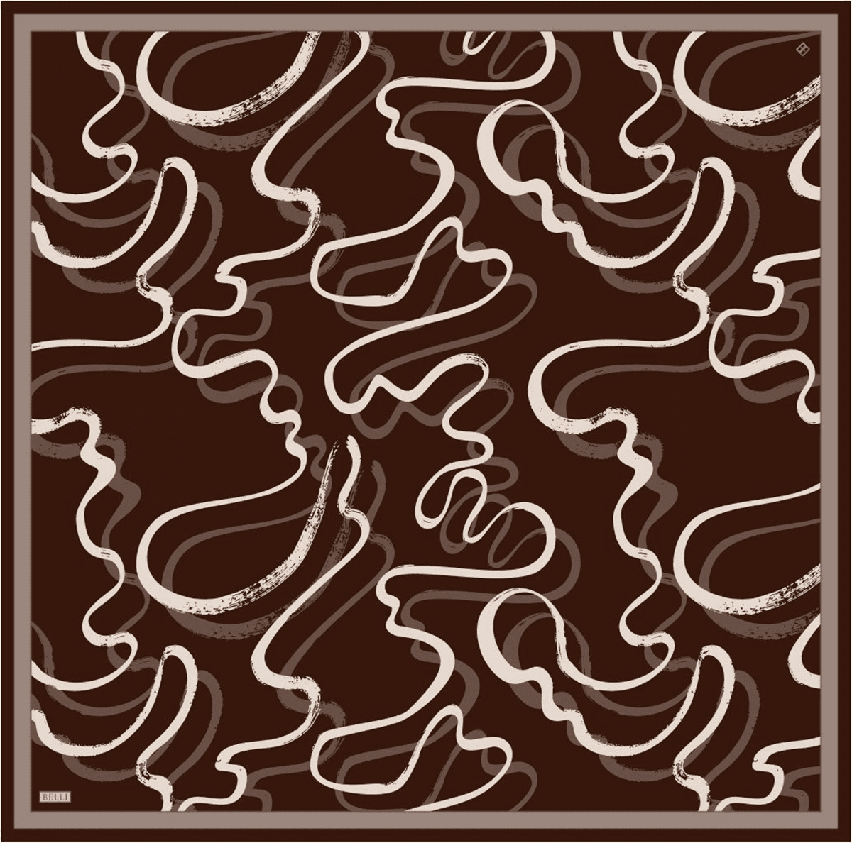 Belli %100 Twill İpek Eşarp 4309D - Kahverengi 3