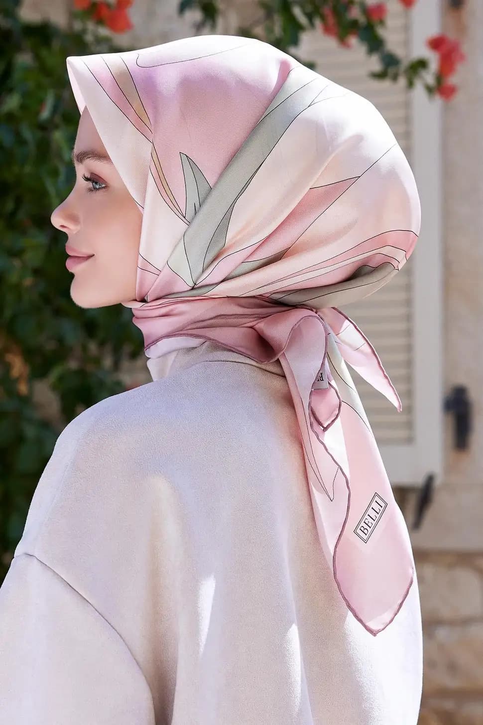 Belli %100 Twill İpek Eşarp 4035D - Pembe 1