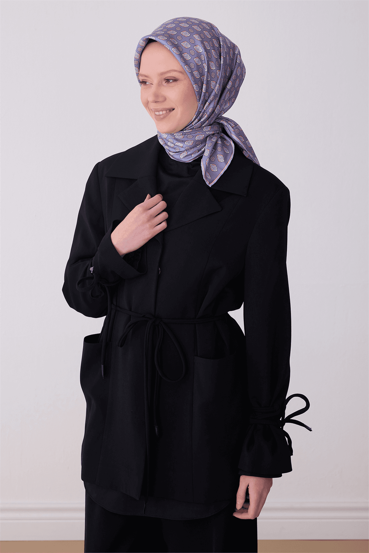 Belli %100 Twill İpek Eşarp 4308D - Mor 1