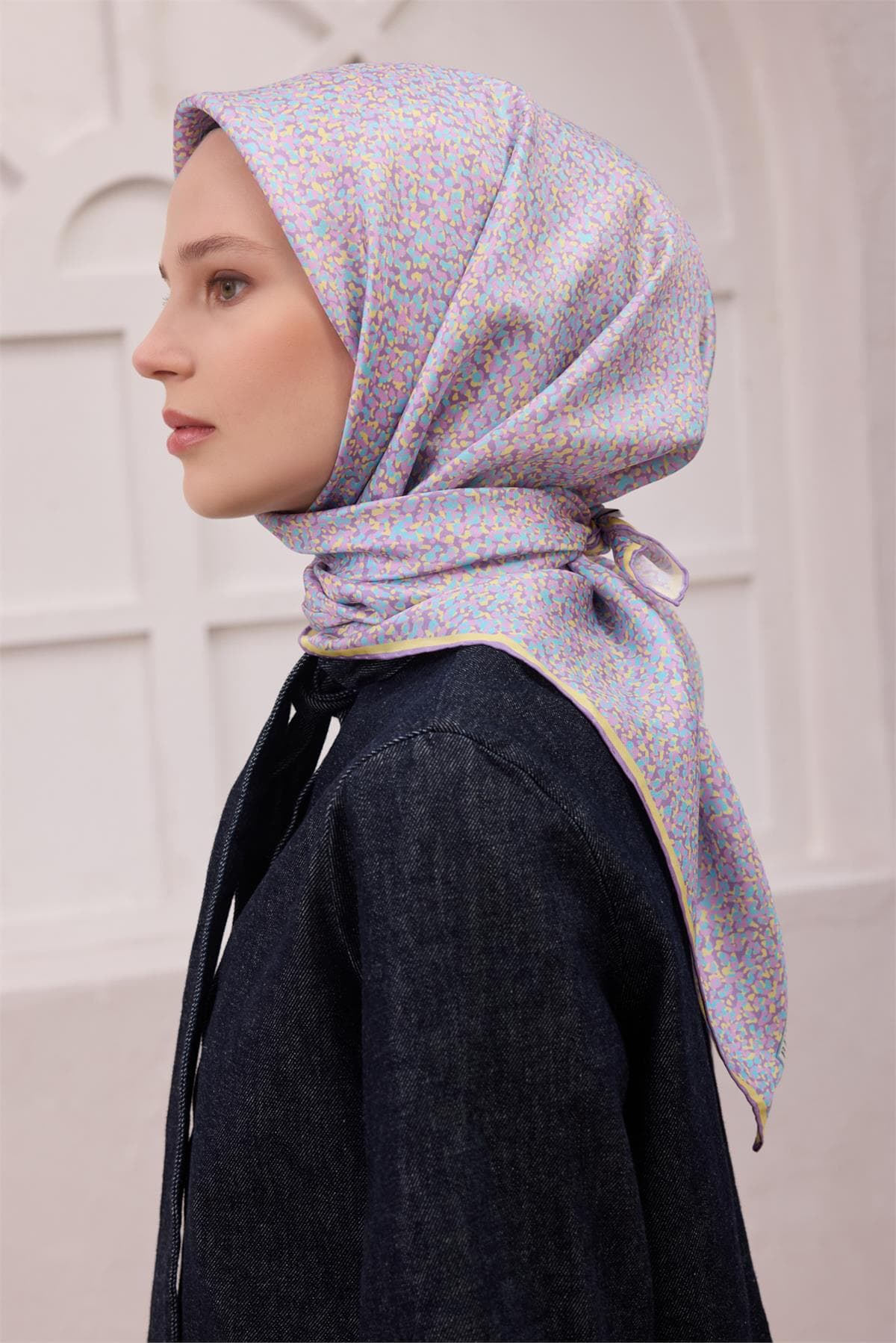 Belli %100 Twill İpek Eşarp 4208D - Mor 2