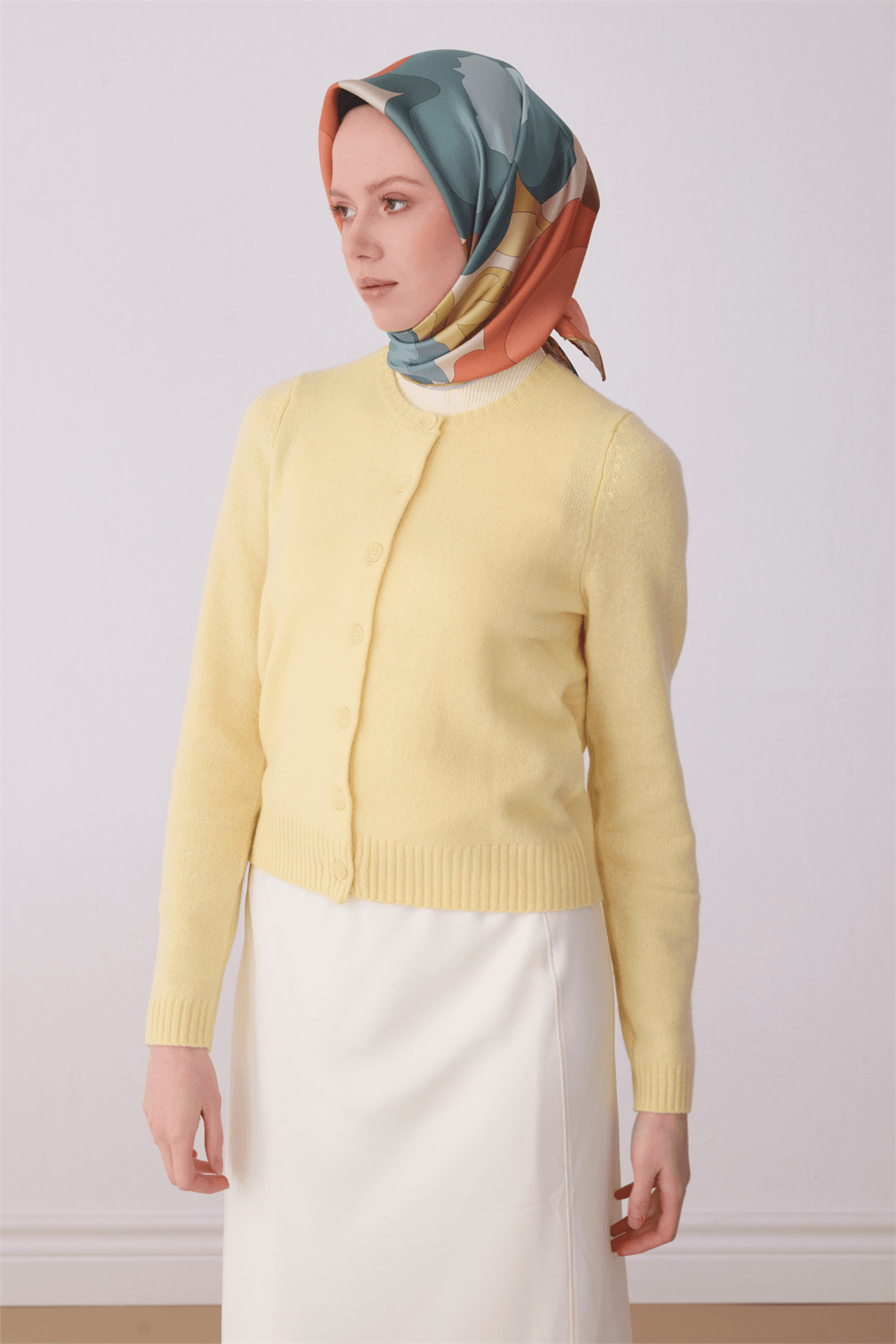 Belli %100 Twill İpek Eşarp 4306D - Yeşil 1