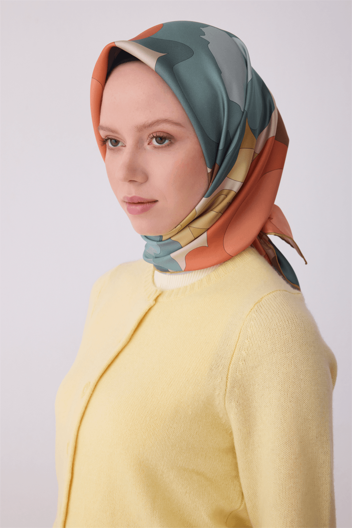 Belli %100 Twill İpek Eşarp 4306D - Yeşil 2