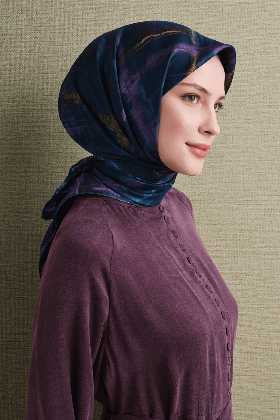 Armine Saf İpek Twill Eşarp 9602D - Lacivert 3