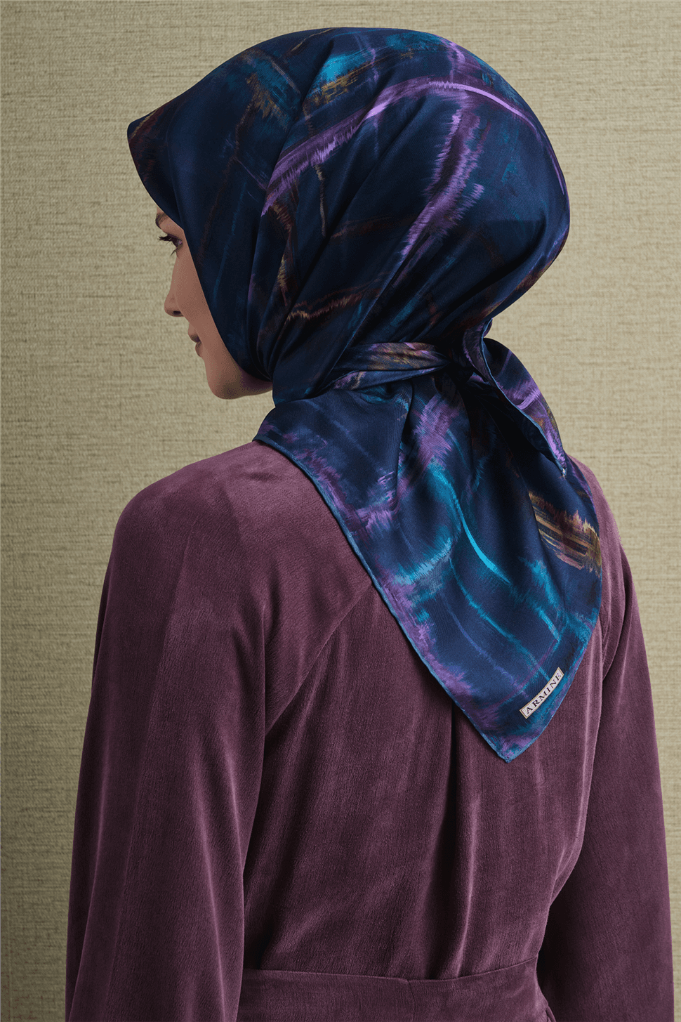 Armine Saf İpek Twill Eşarp 9602D - Lacivert 4