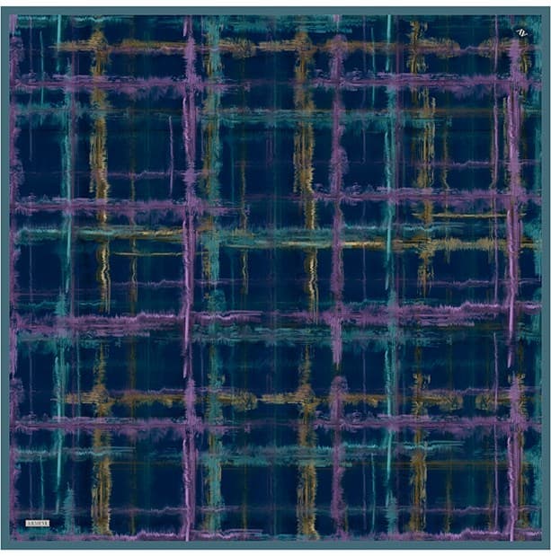 Armine Saf İpek Twill Eşarp 9602D - Lacivert 5