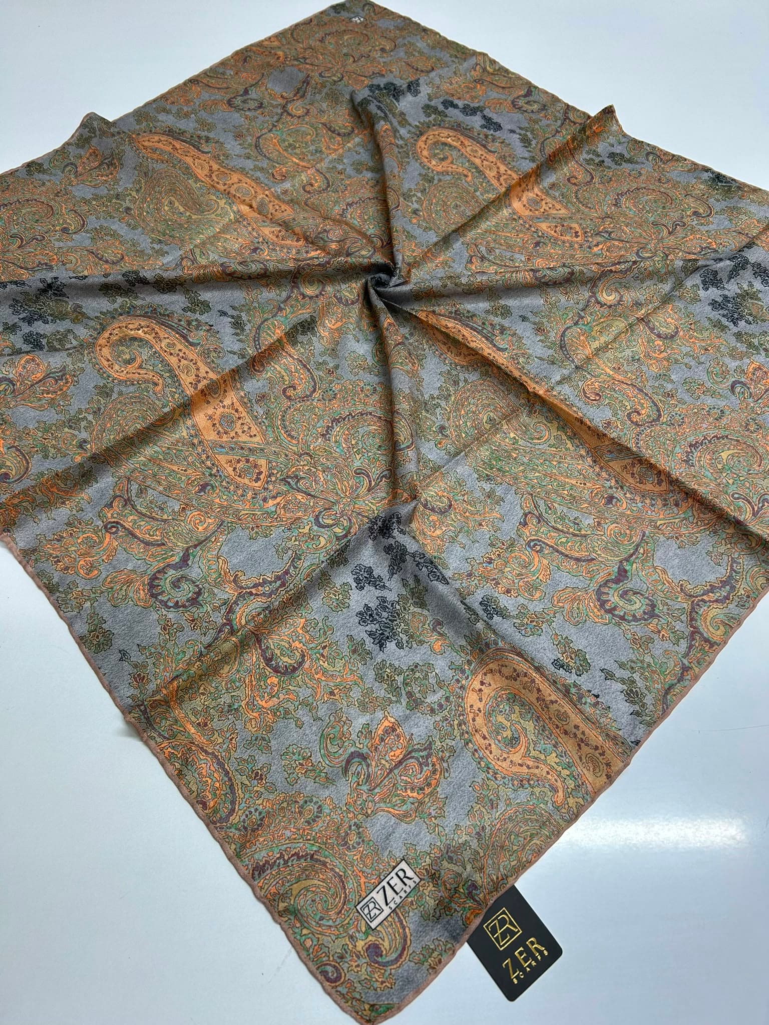 Zer Scarfs Paisera Desen Eşarp - Gri 1