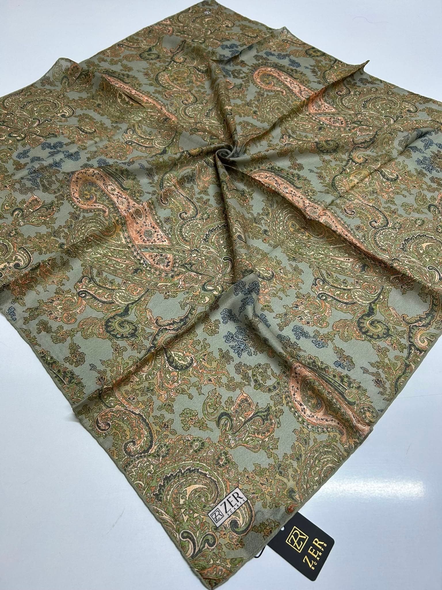 Zer Scarfs Paisera Desen Eşarp - Haki 1