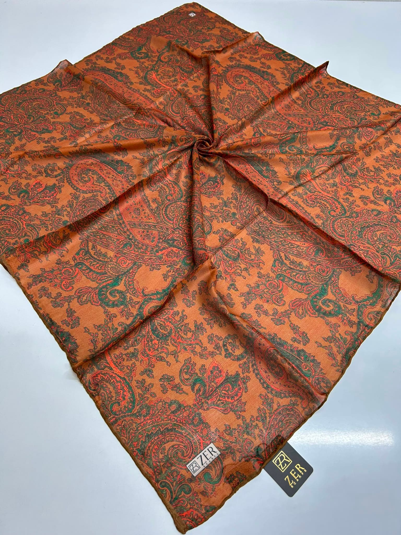 Zer Scarfs Paisera Desen Eşarp - Kiremit 1