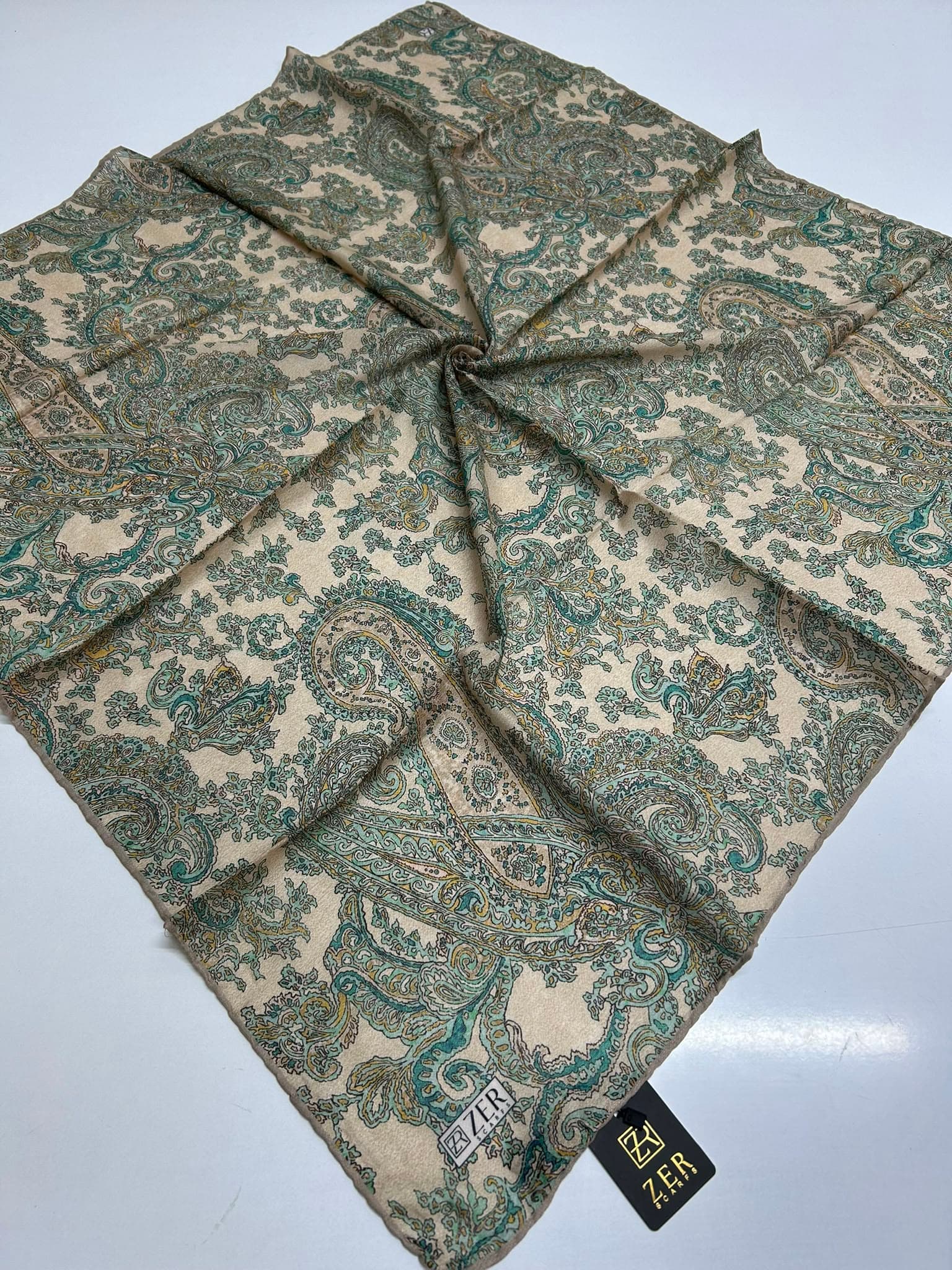 Zer Scarfs Paisera Desen Eşarp - Krem 1