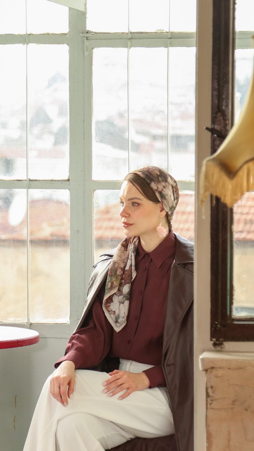 Glamouria Fiora Desen Eşarp - Bej 3