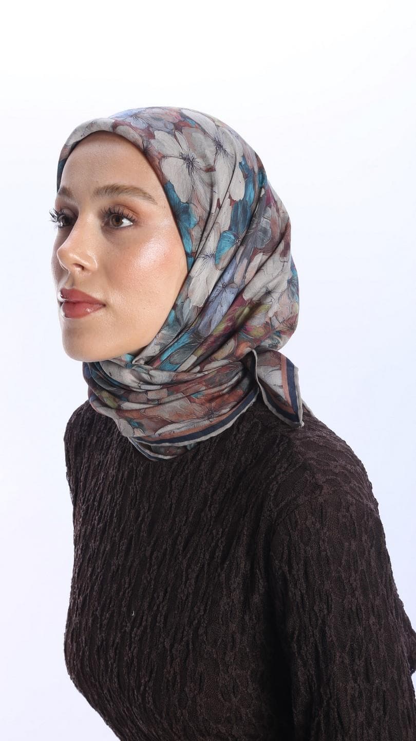 Glamouria Fiora Desen Eşarp - Lacivert 3