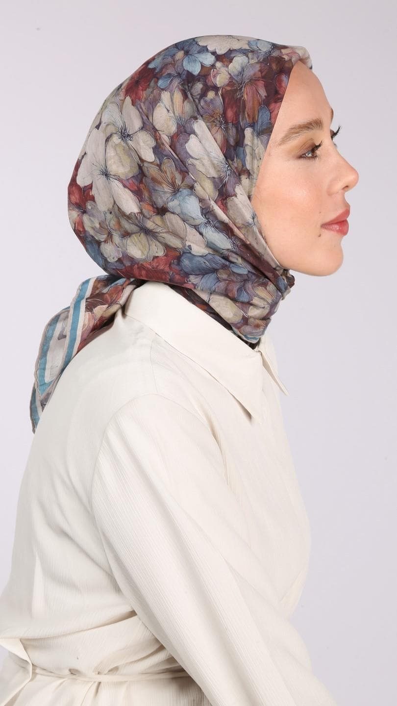Glamouria Fiora Desen Eşarp - Turkuaz 2