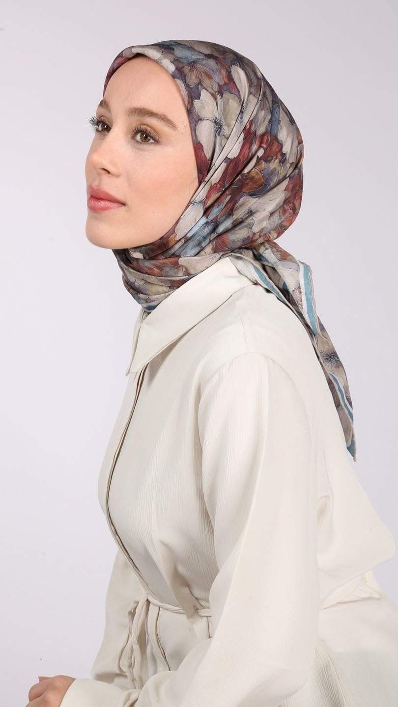 Glamouria Fiora Desen Eşarp - Turkuaz 4