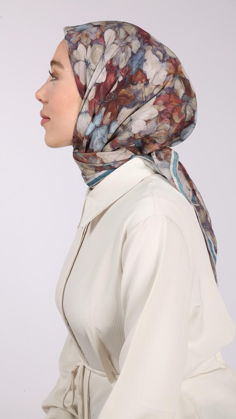 Glamouria Fiora Desen Eşarp - Turkuaz 6
