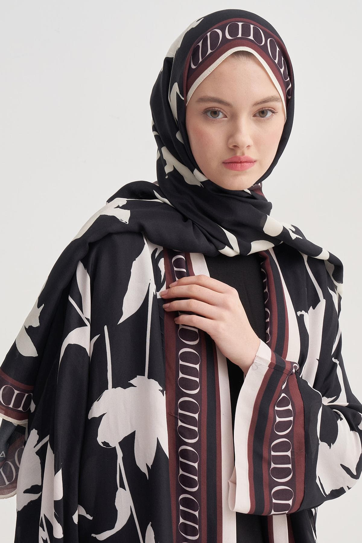 Carell Azelina Monogram Floş Şal - Siyah 2