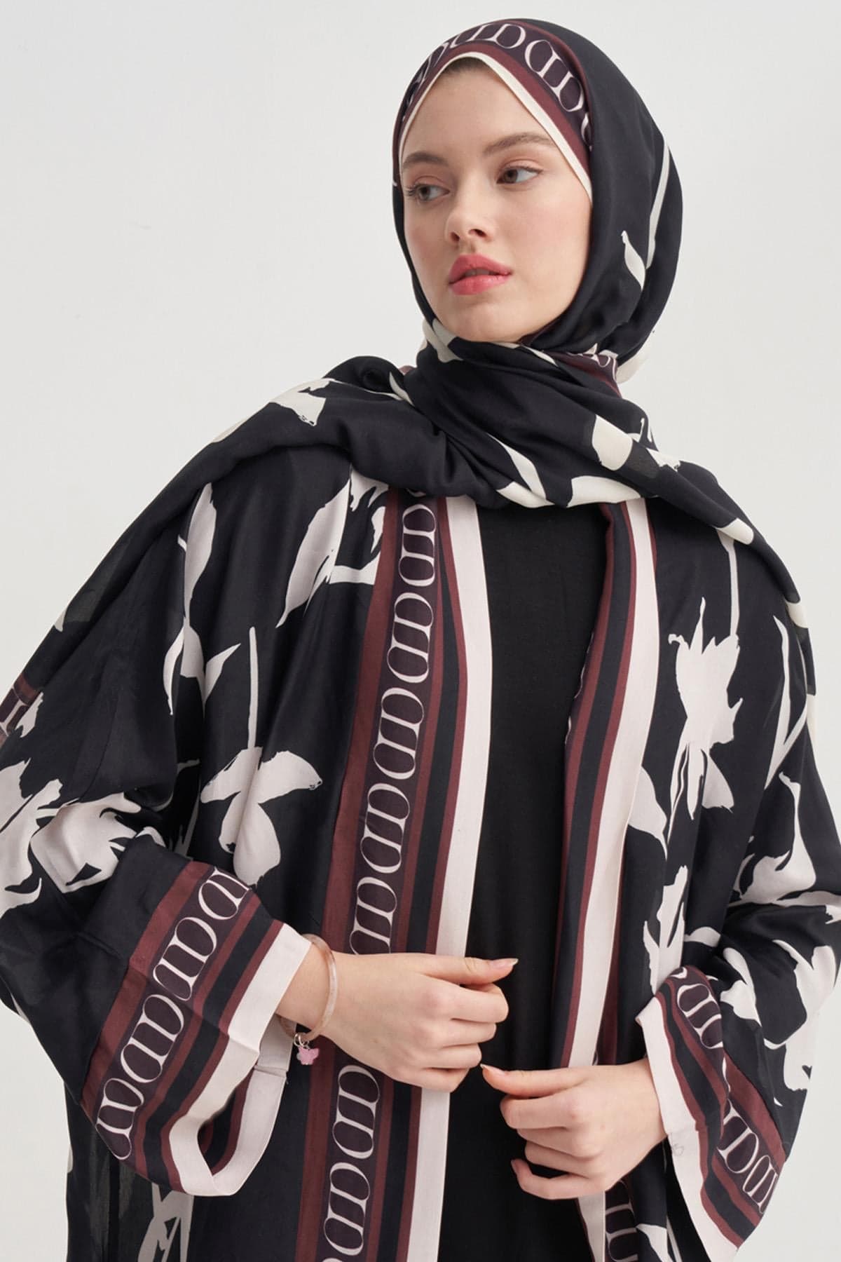 Carell Azelina Monogram Floş Şal - Siyah 3