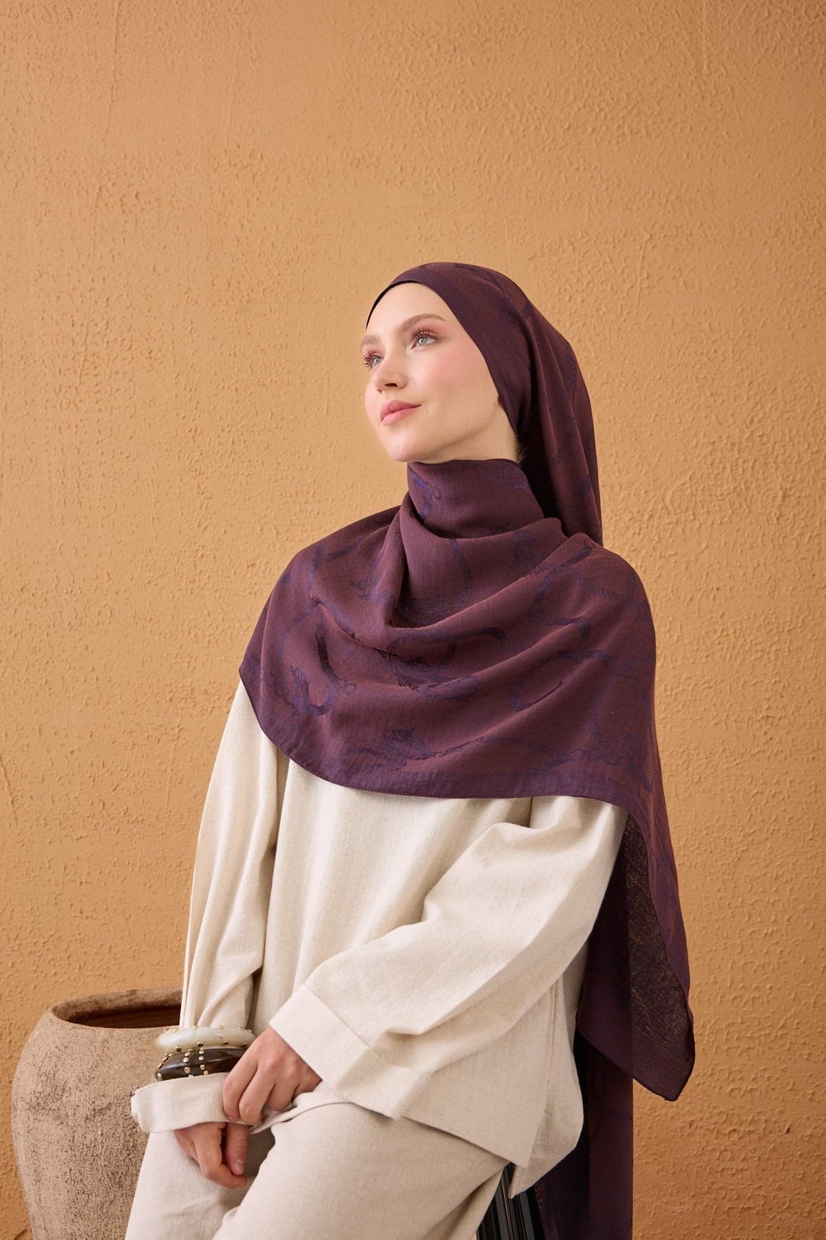 Silk Home Naia Pamuk Şal Halat - Mürdüm 2