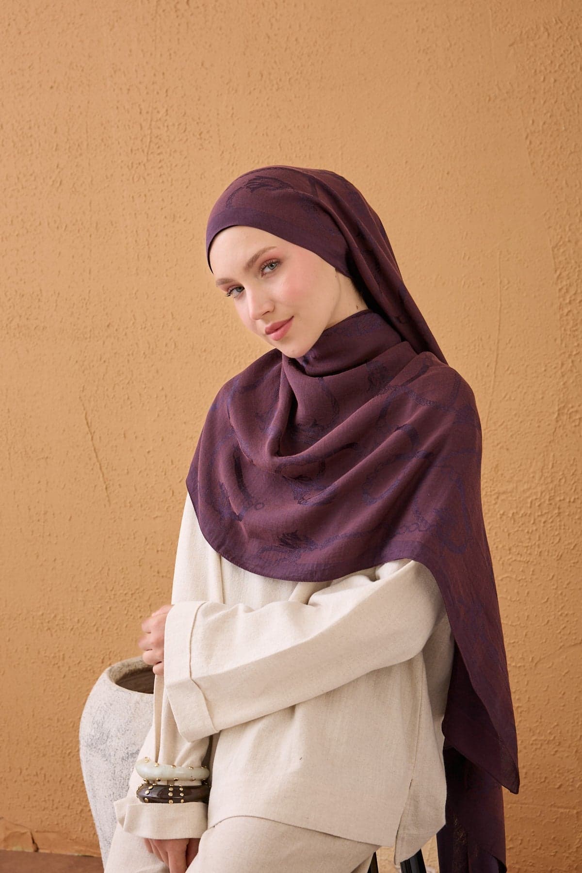 Silk Home Naia Pamuk Şal Halat - Mürdüm 3