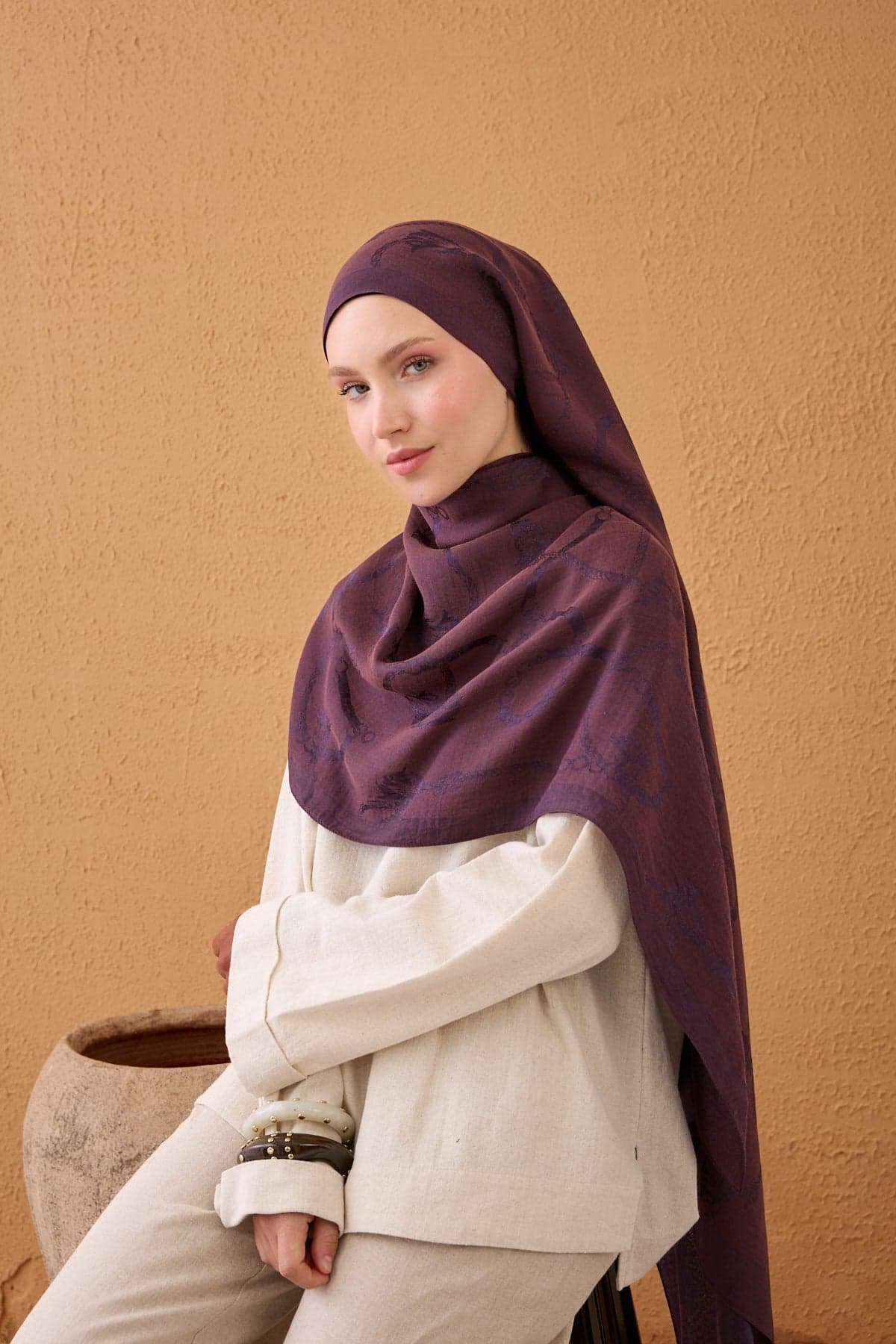 Silk Home Naia Pamuk Şal Halat - Mürdüm 4