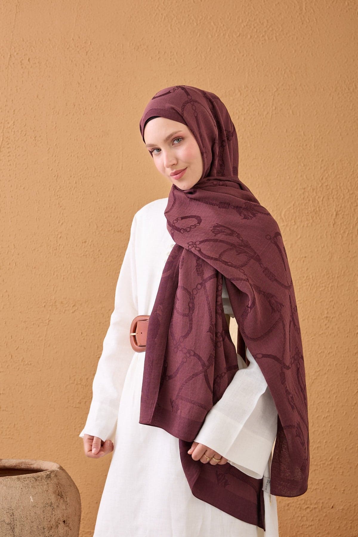 Silk Home Naia Pamuk Şal Halat - Vişne 3