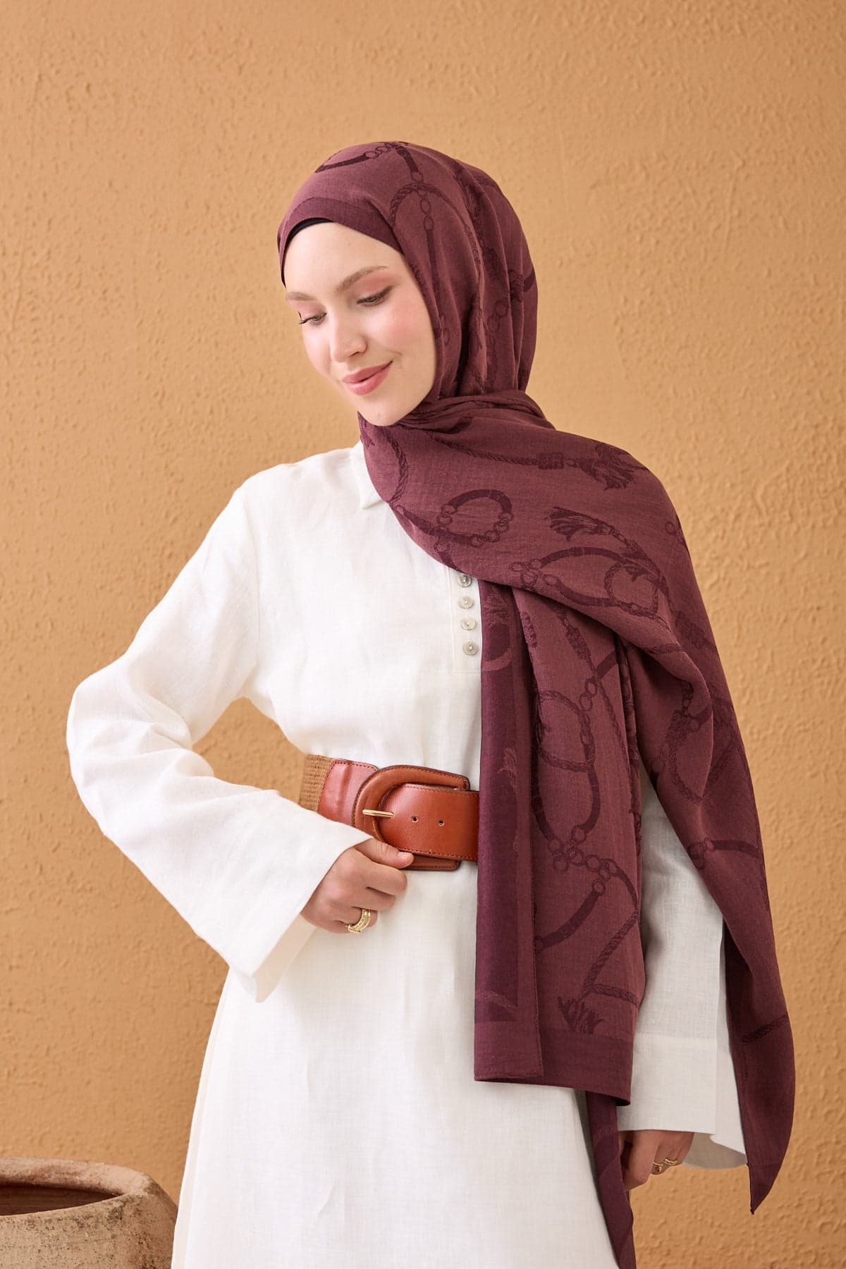 Silk Home Naia Pamuk Şal Halat - Vişne 4