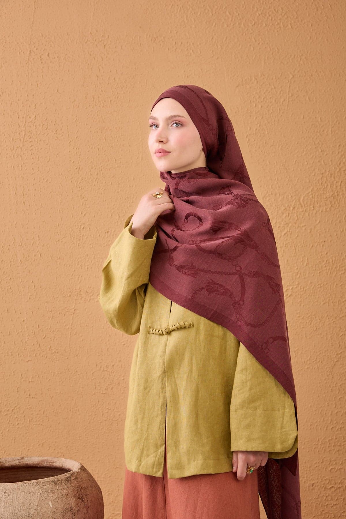 Silk Home Naia Pamuk Şal Halat - Bordo 2