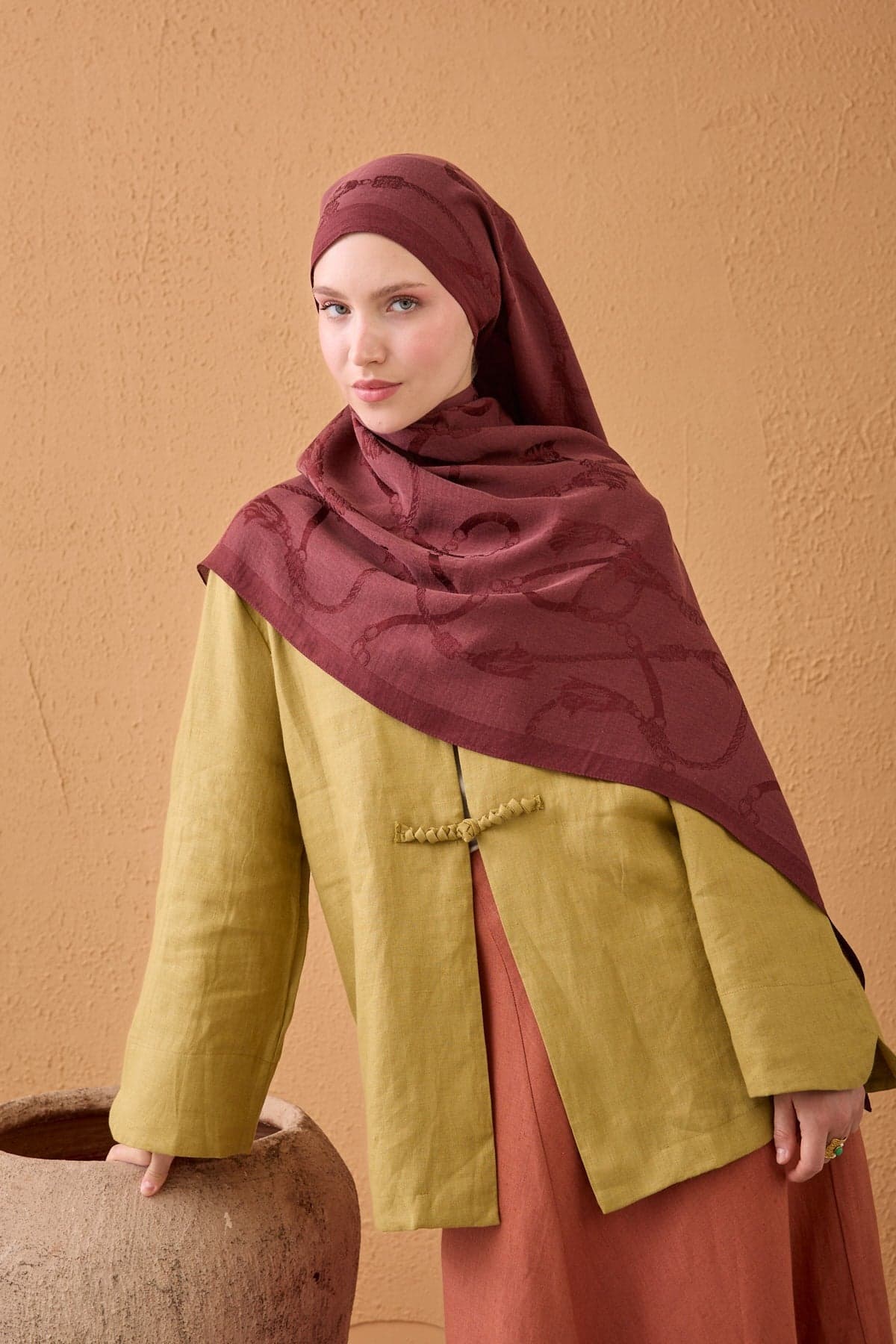 Silk Home Naia Pamuk Şal Halat - Bordo 4