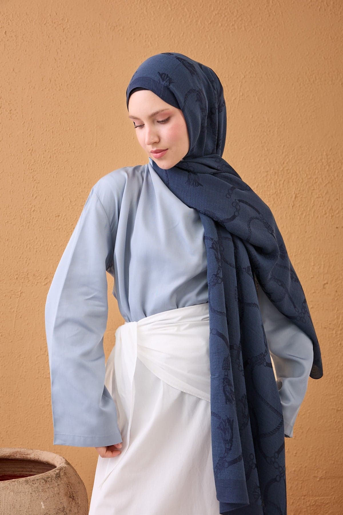 Silk Home Naia Pamuk Şal Halat - Lacivert 2