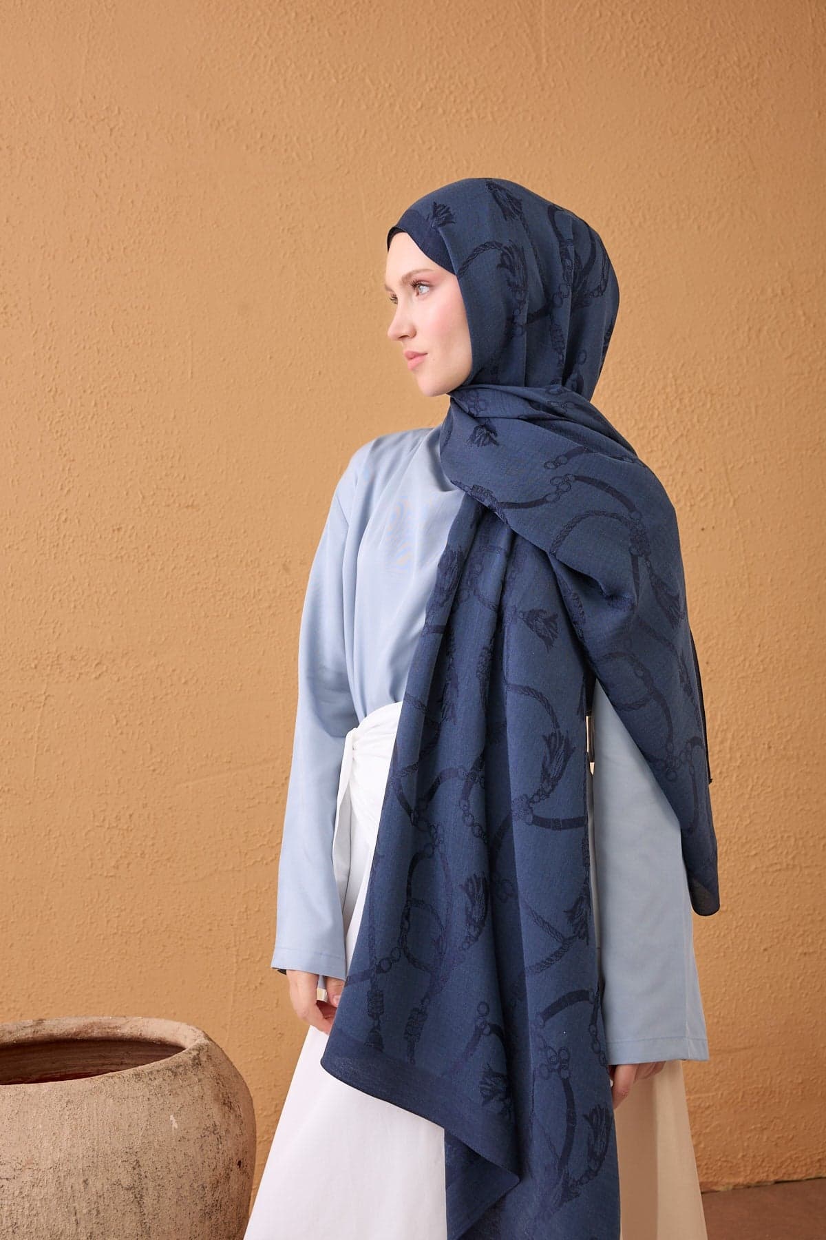 Silk Home Naia Pamuk Şal Halat - Lacivert 3