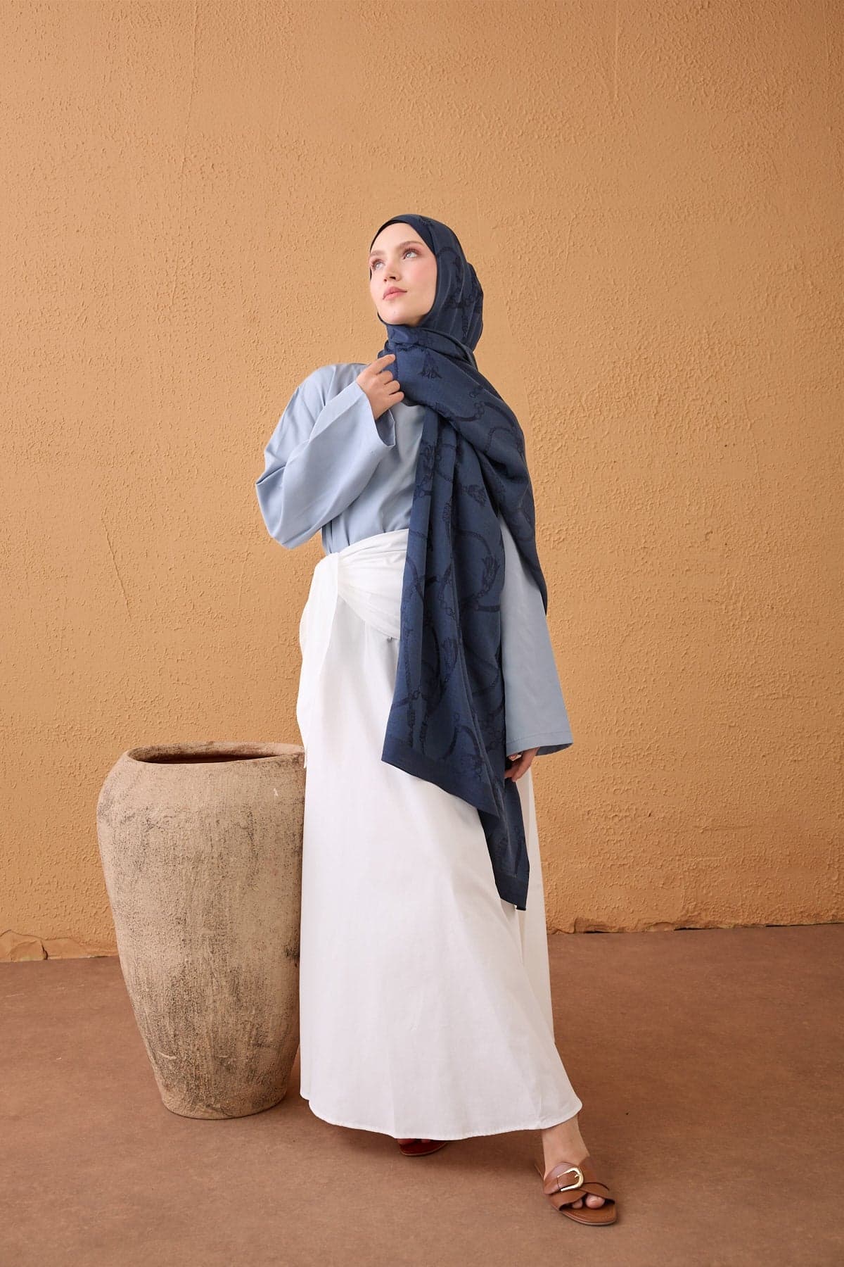 Silk Home Naia Pamuk Şal Halat - Lacivert 4