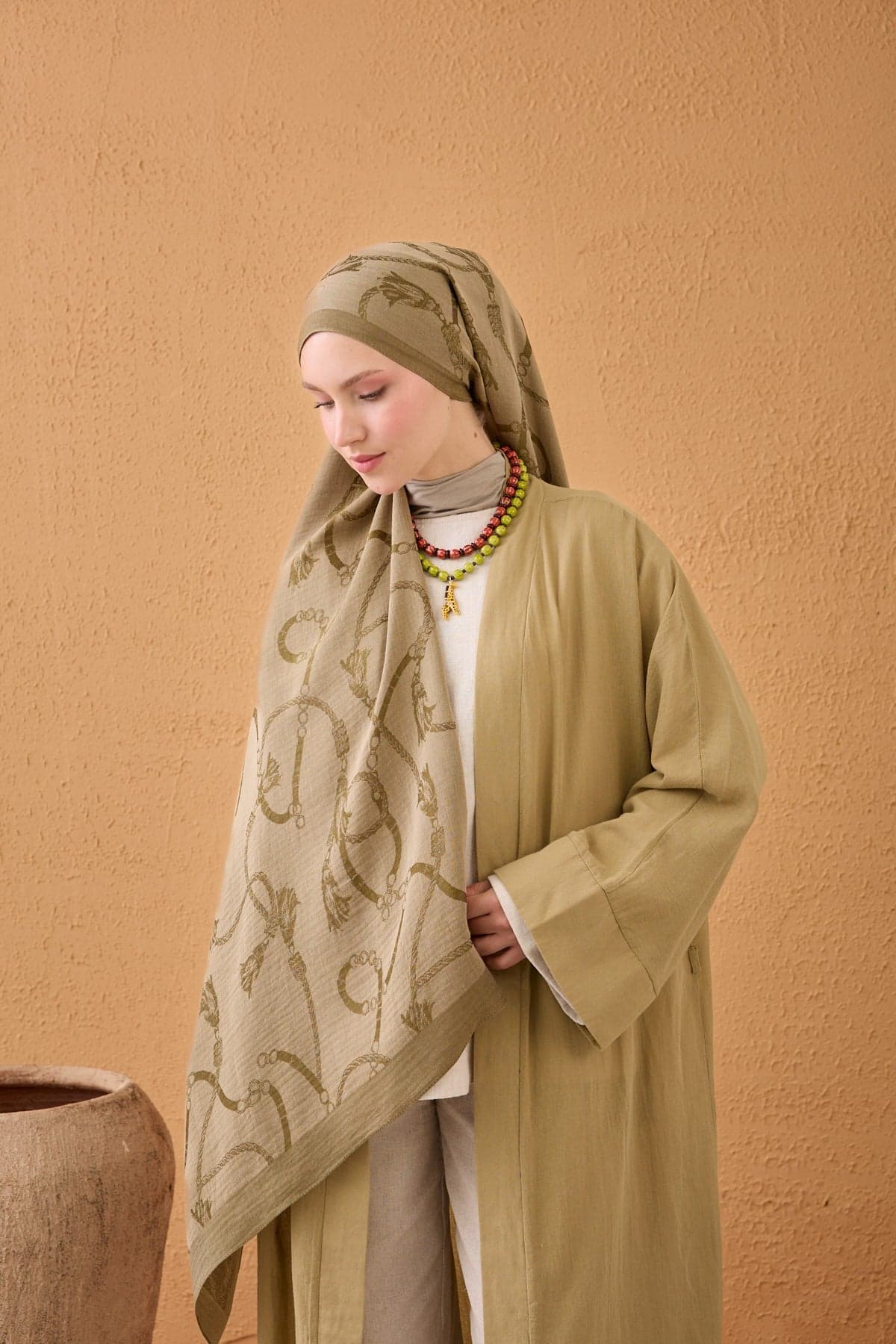 Silk Home Naia Pamuk Şal Halat - Haki 2