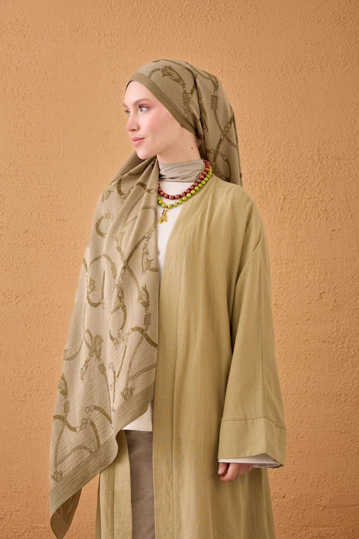 Silk Home Naia Pamuk Şal Halat - Haki 3